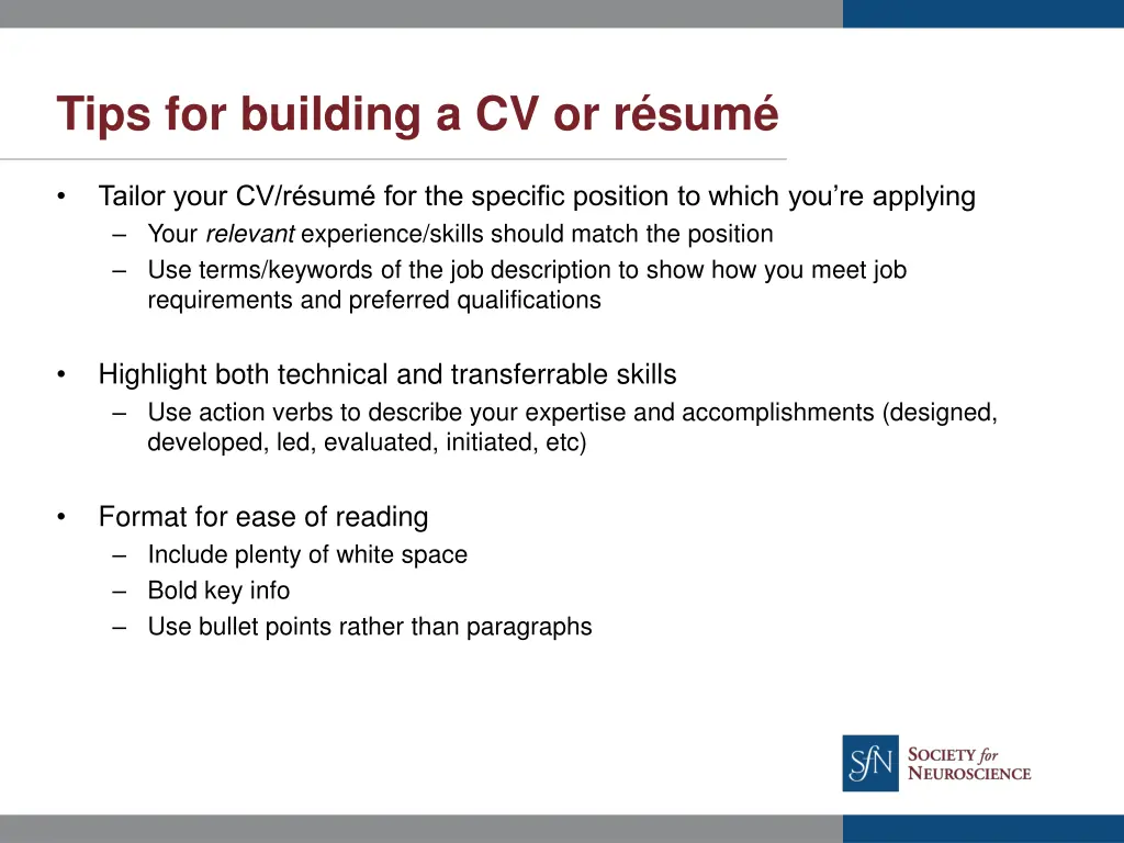 tips for building a cv or r sum