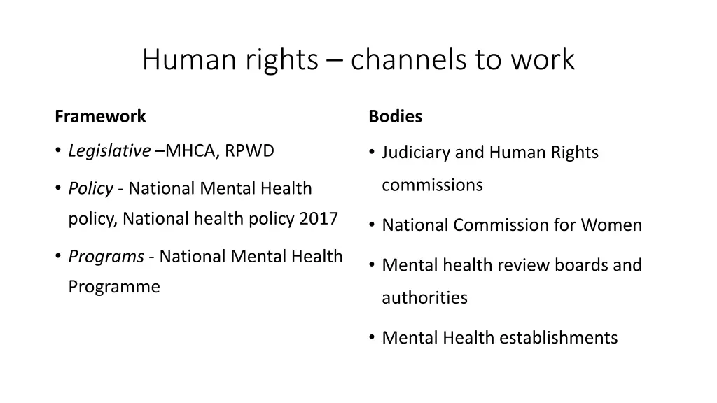 human rights channels to work