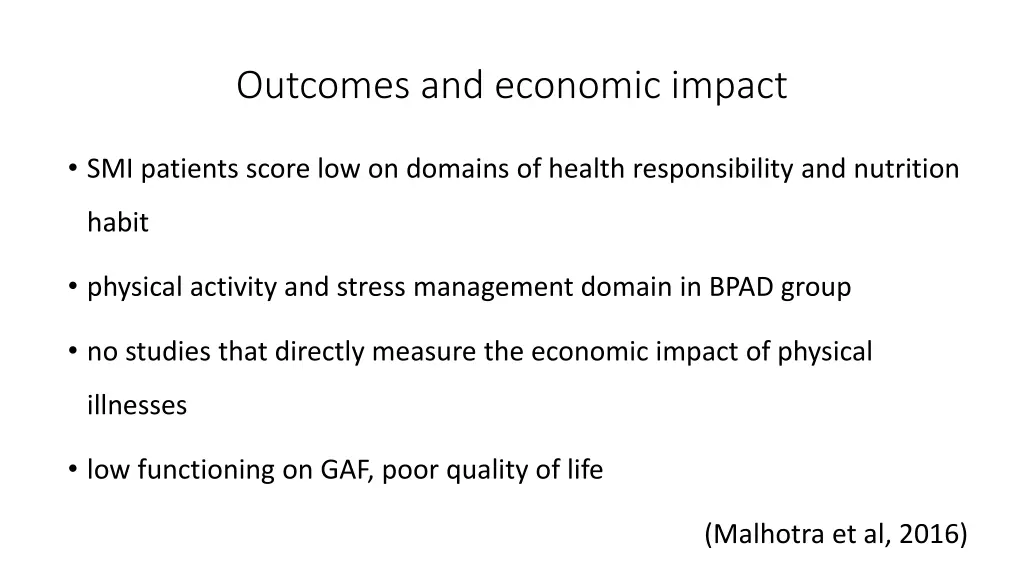 outcomes and economic impact
