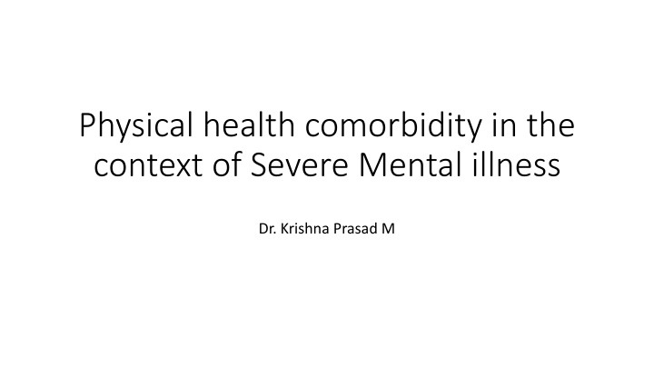 physical health comorbidity in the context