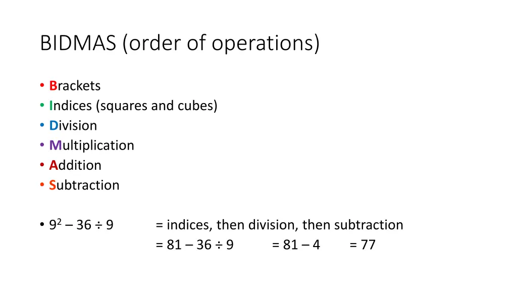 bidmas order of operations