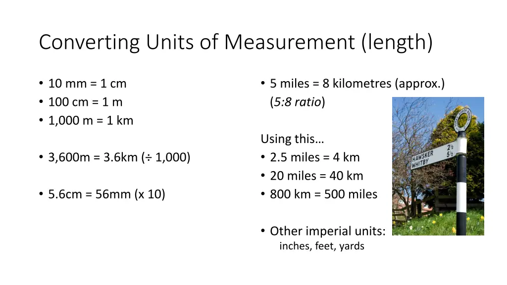 converting units of measurement length