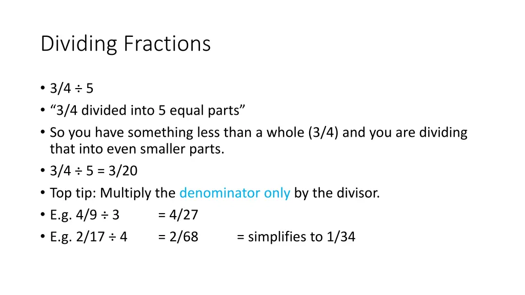 dividing fractions