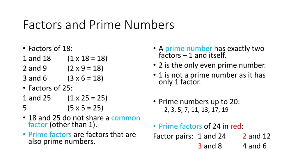 factors and prime numbers