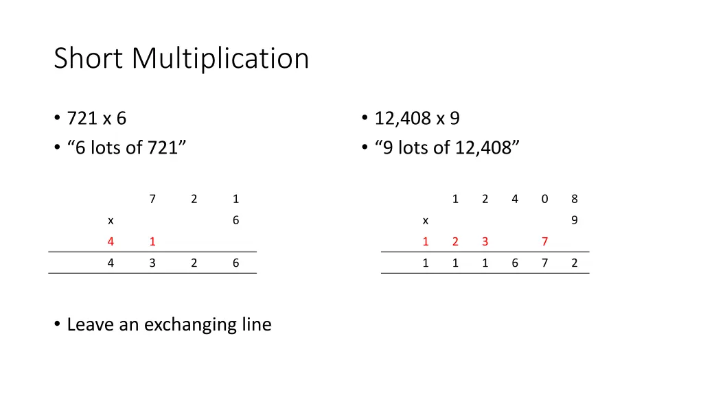 short multiplication
