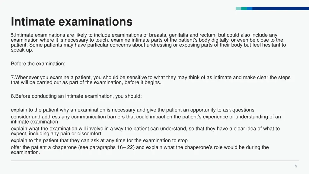 intimate examinations