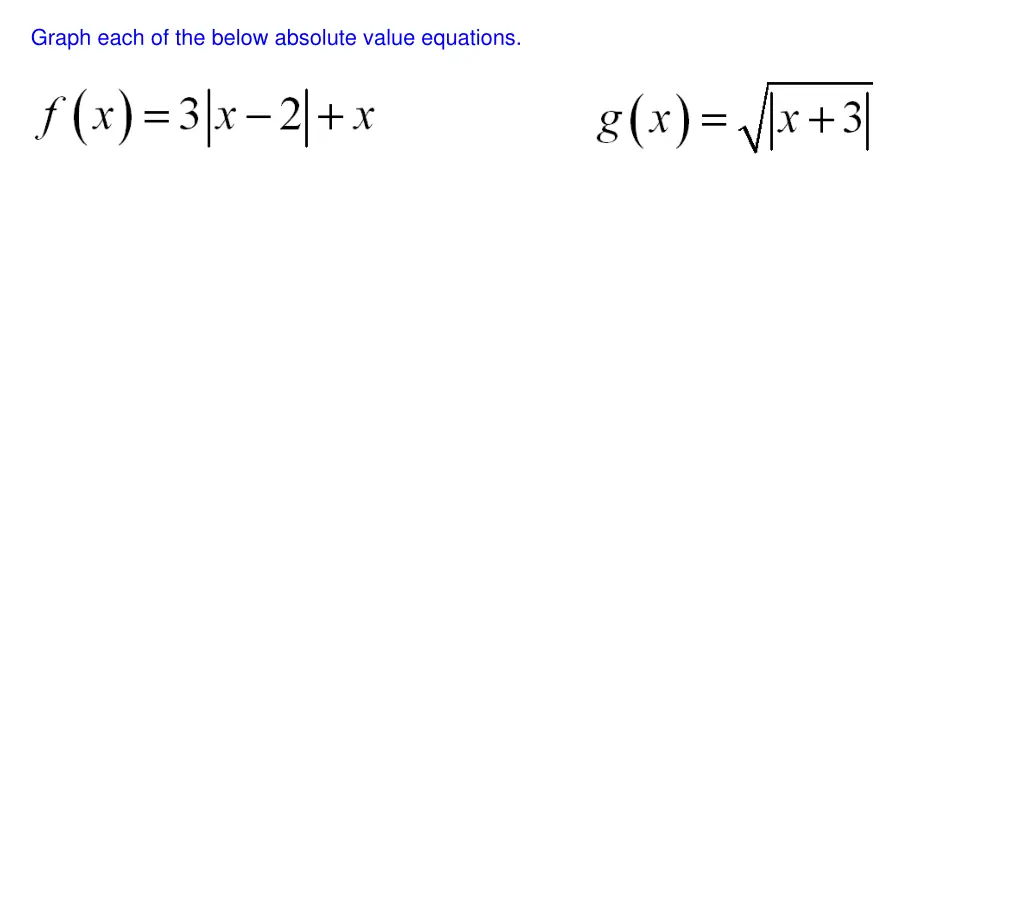 graph each of the below absolute value equations