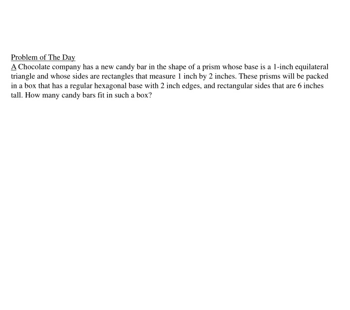 problem of the day a chocolate company
