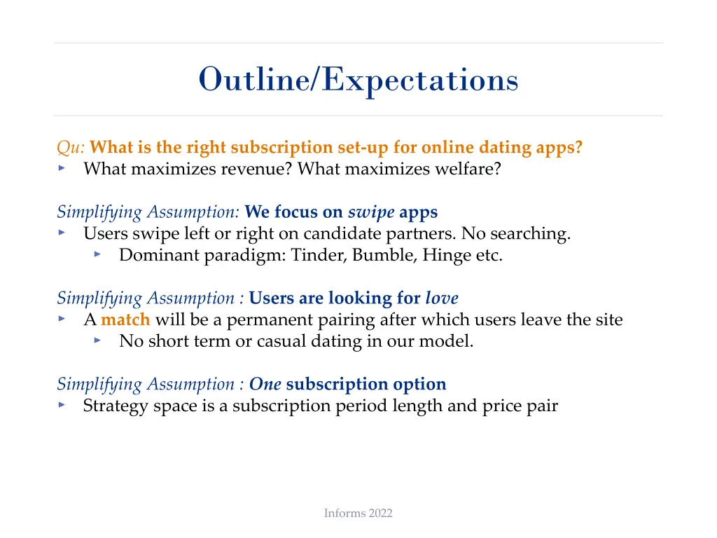 outline expectations