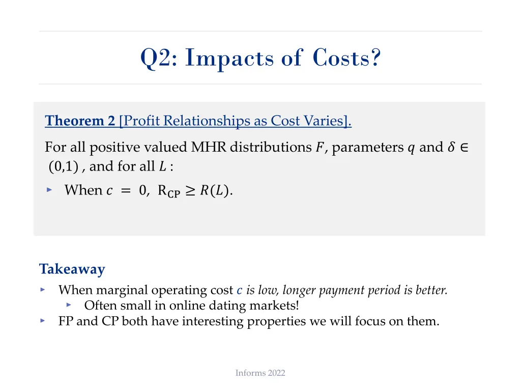 q2 impacts of costs