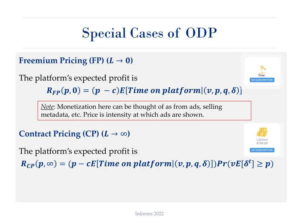 special cases of odp
