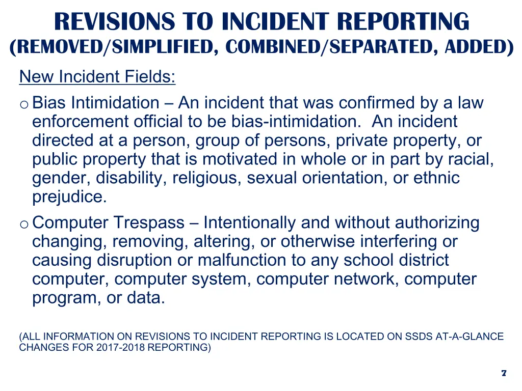 revisions to incident reporting removed 3