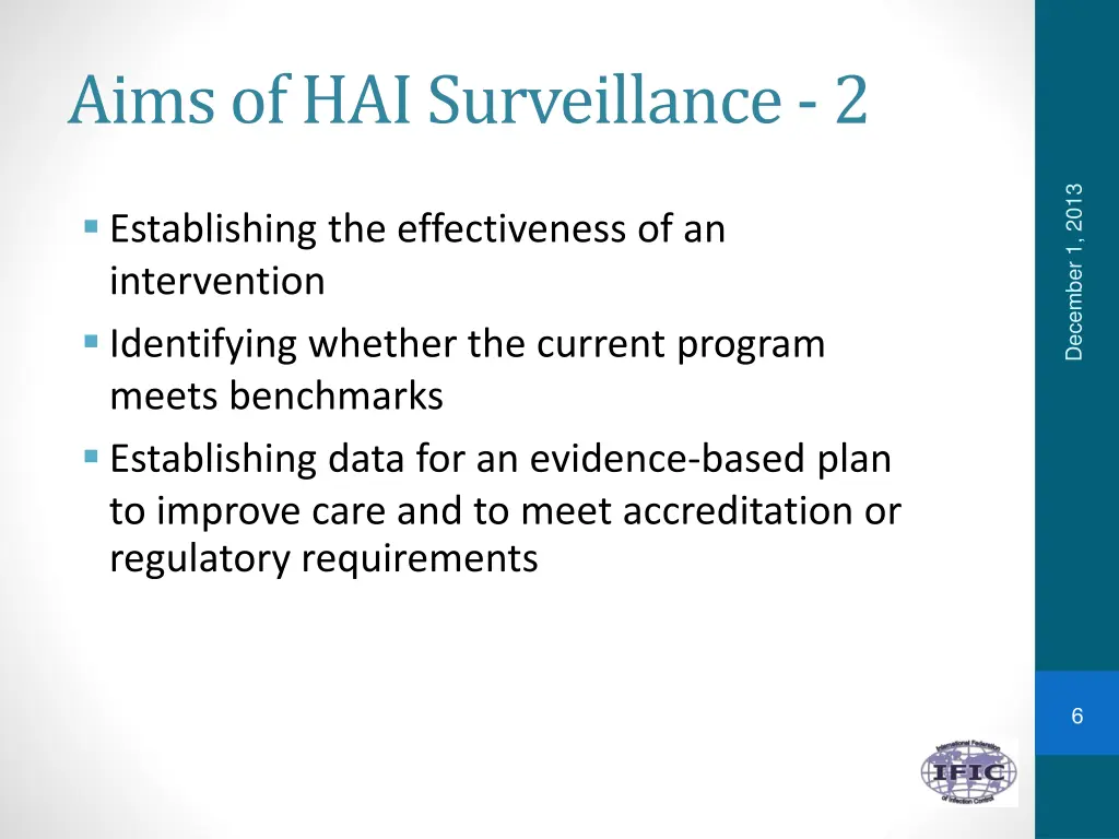aims of hai surveillance 2