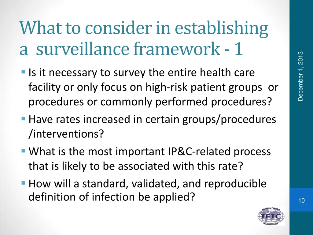 what to consider in establishing a surveillance