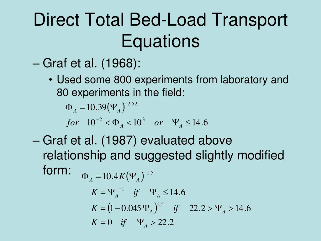 direct total bed load transport equations graf 1