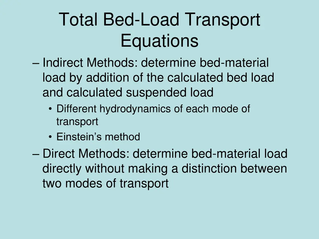 total bed load transport equations indirect