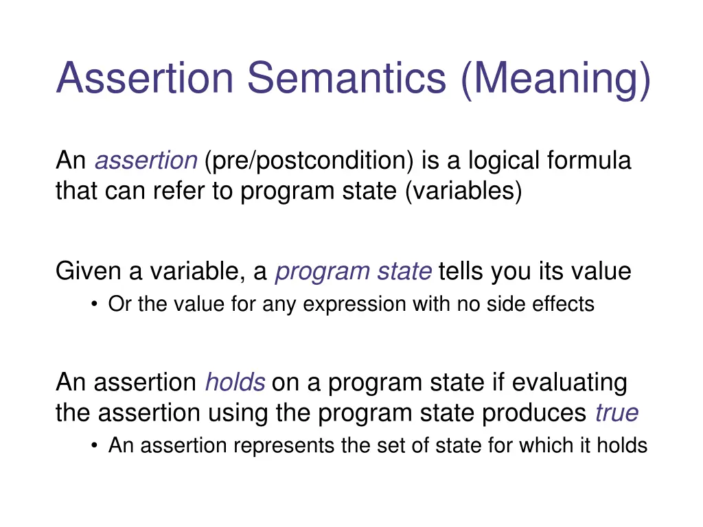 assertion semantics meaning