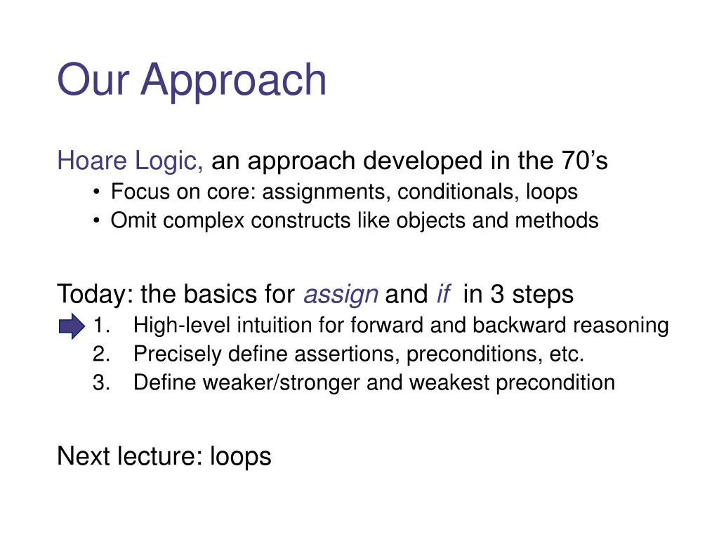 our approach