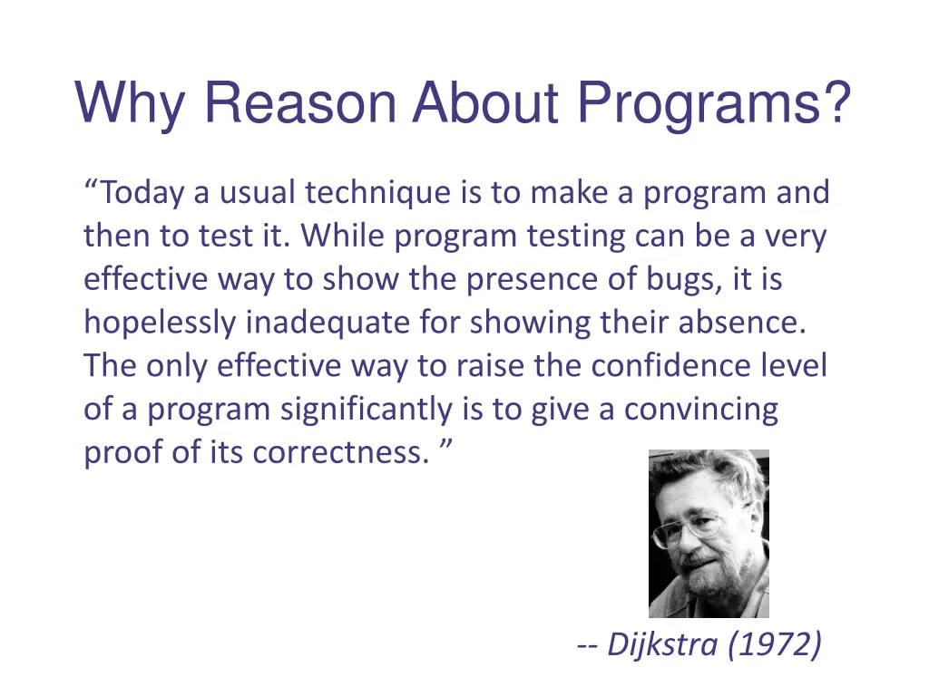 why reason about programs 1