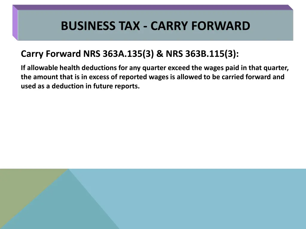 business tax carry forward