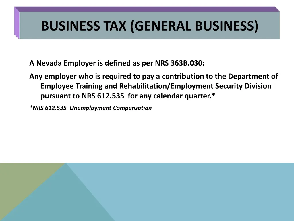 business tax general business