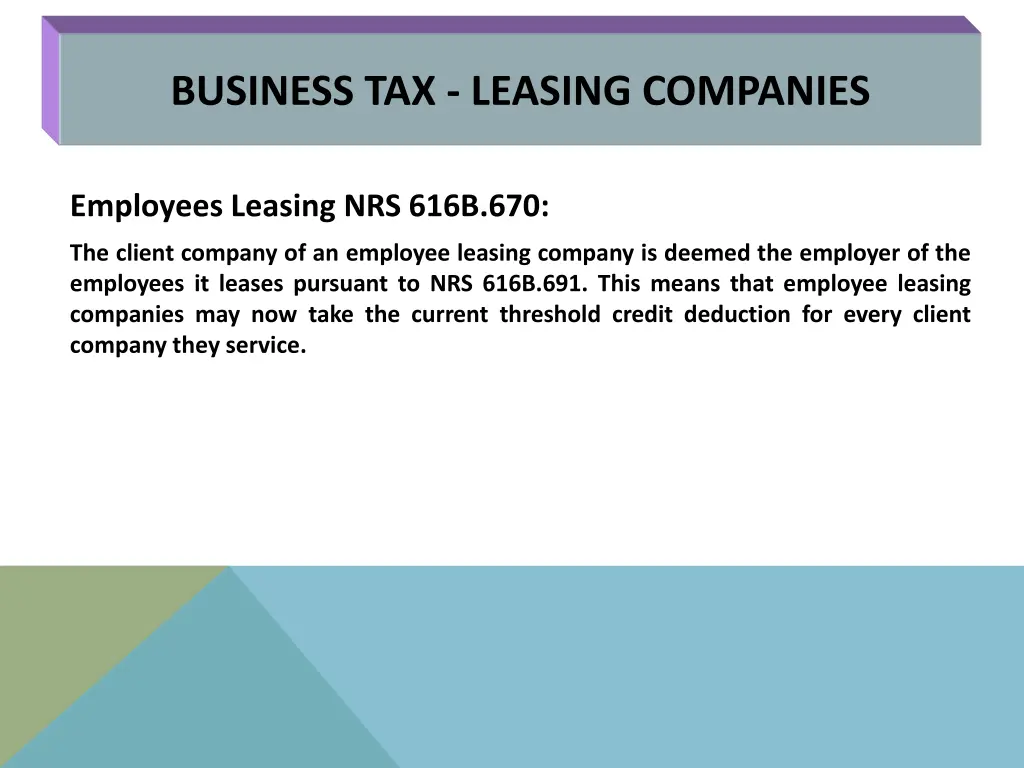 business tax leasing companies