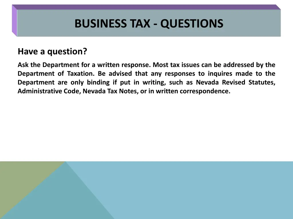 business tax questions
