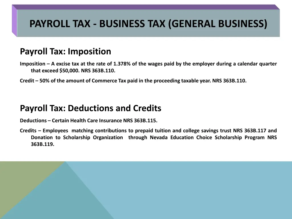 payroll tax business tax general business