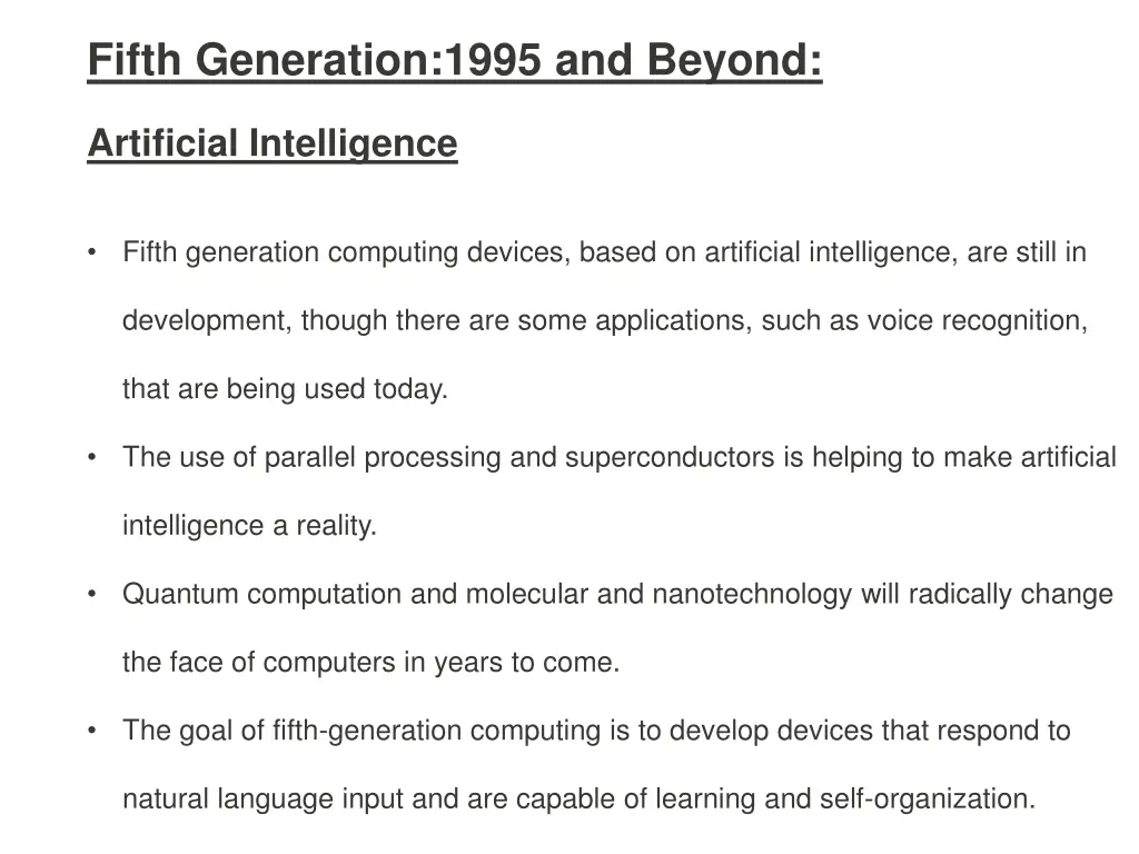 fifth generation 1995 and beyond