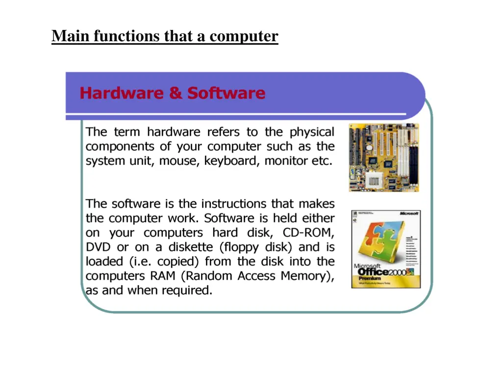 main functions that a computer