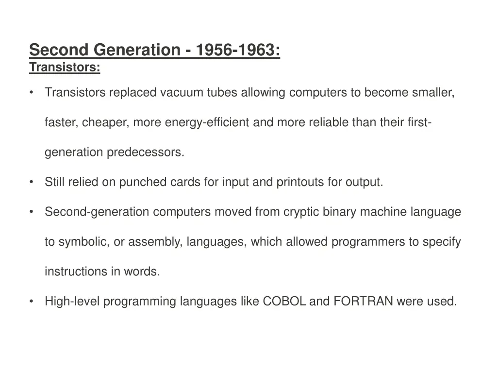 second generation 1956 1963 transistors