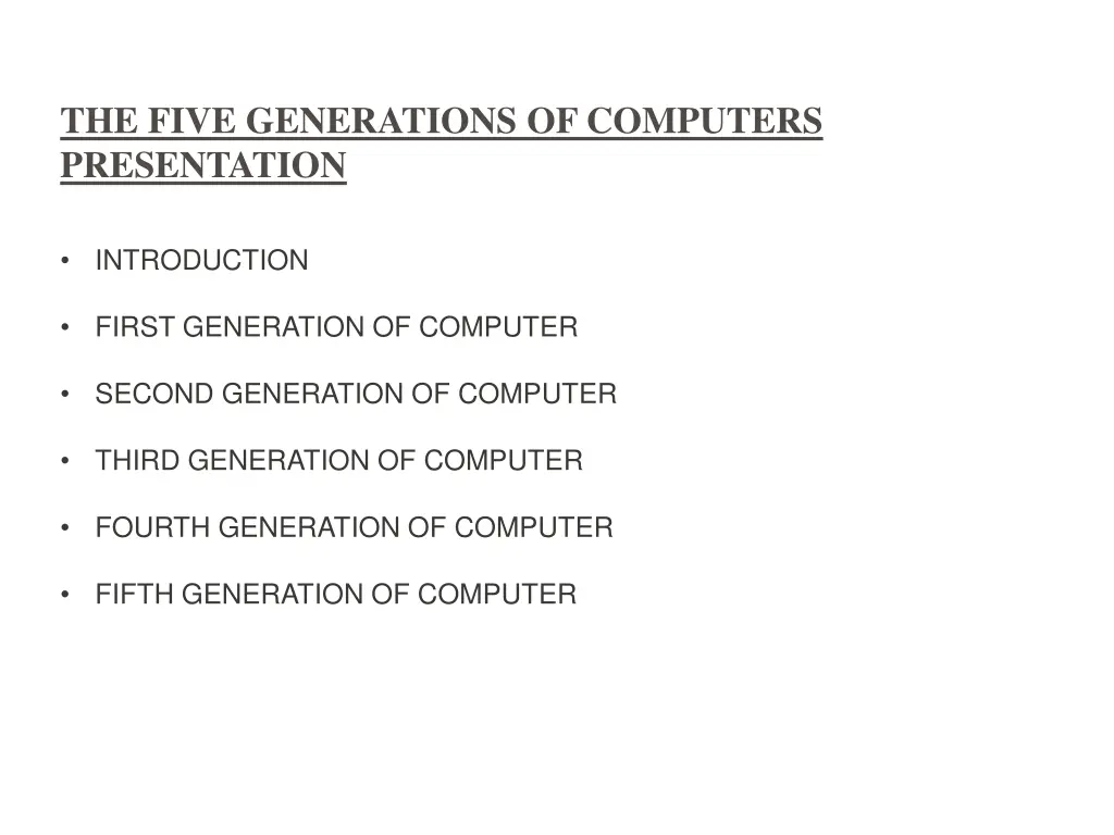 the five generations of computers presentation