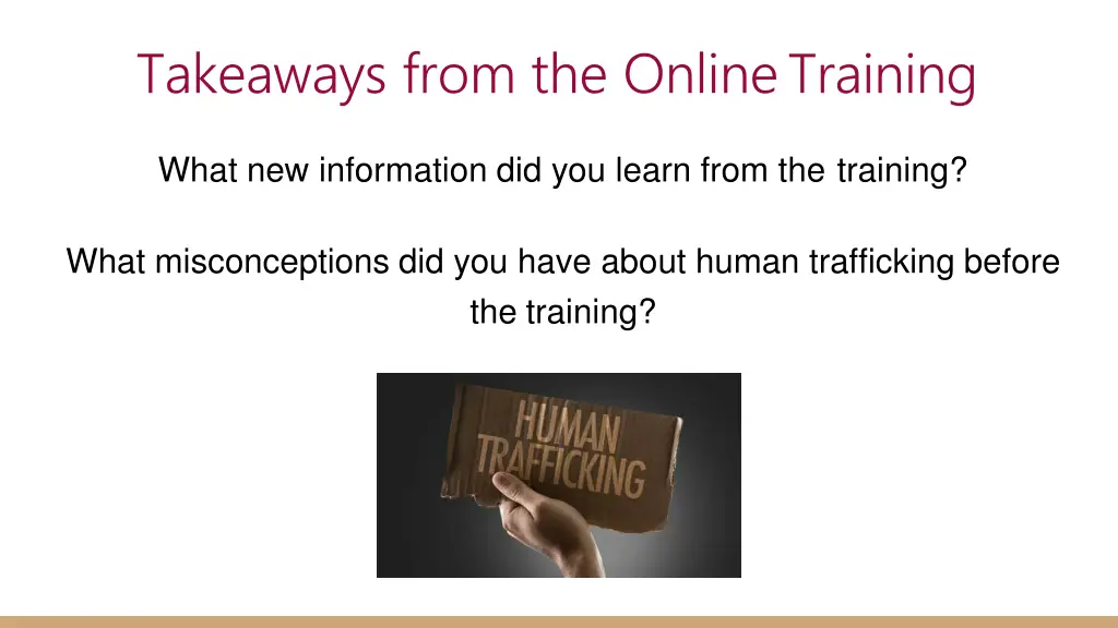 takeaways from the onlinetraining
