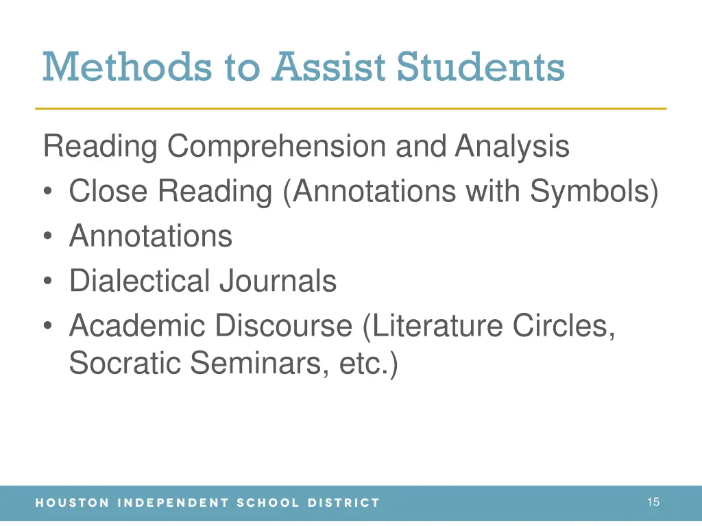 methods to assist students