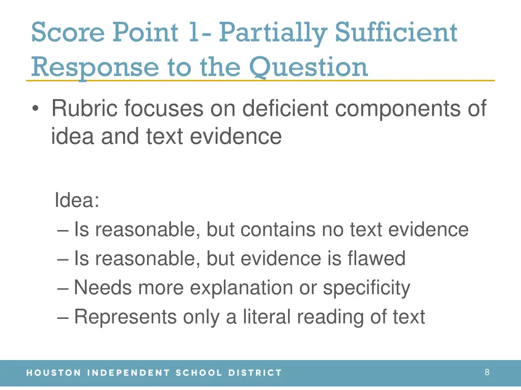 score point 1 partially sufficient response
