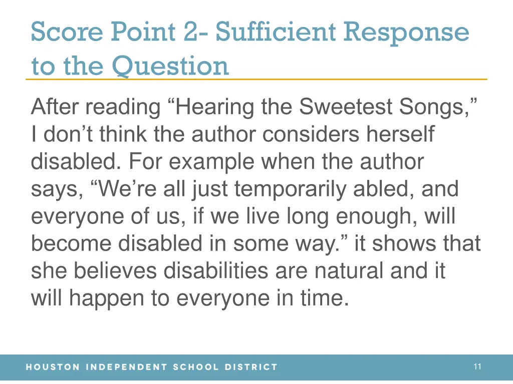 score point 2 sufficient response to the question 1
