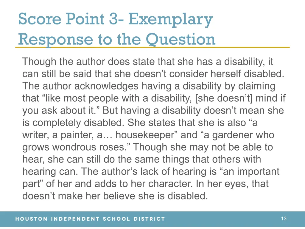 score point 3 exemplary response to the question 1