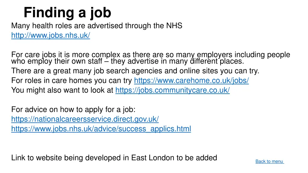 finding a job many health roles are advertised