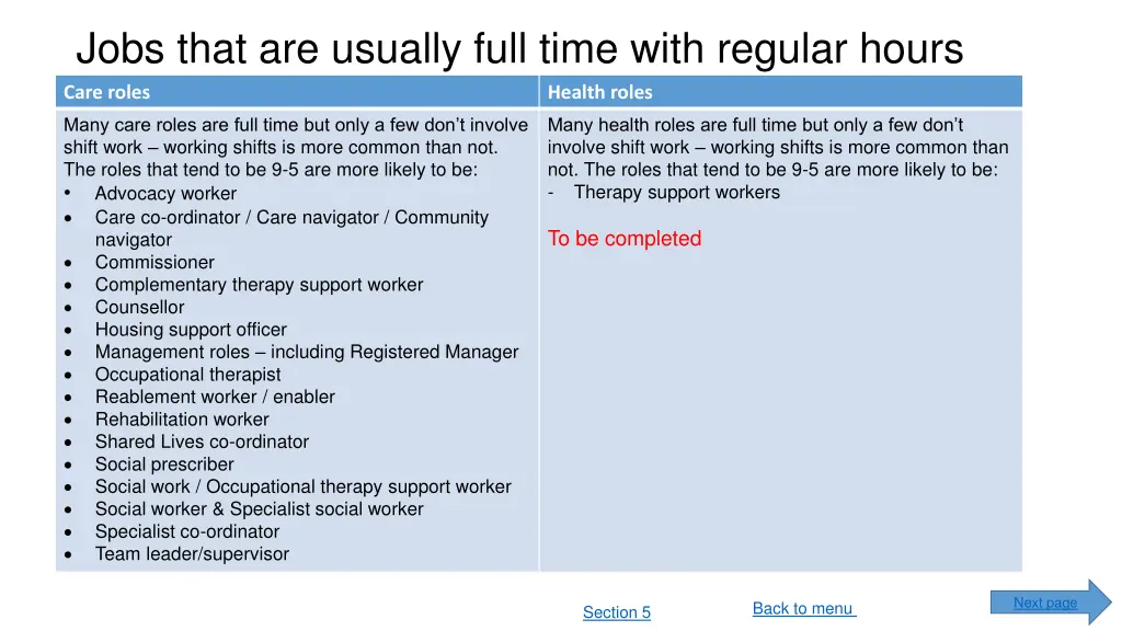 jobs that are usually full time with regular hours