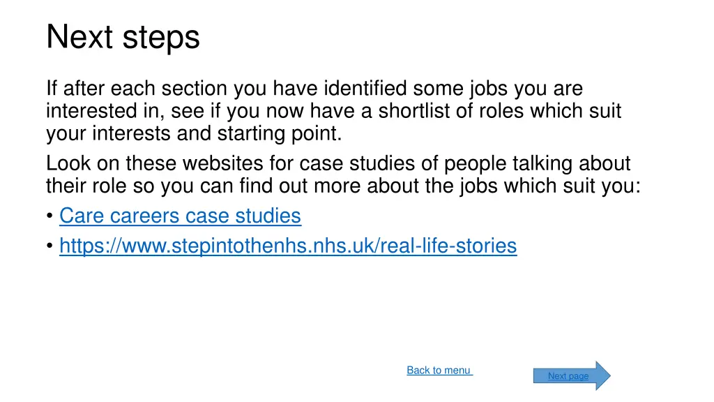 next steps