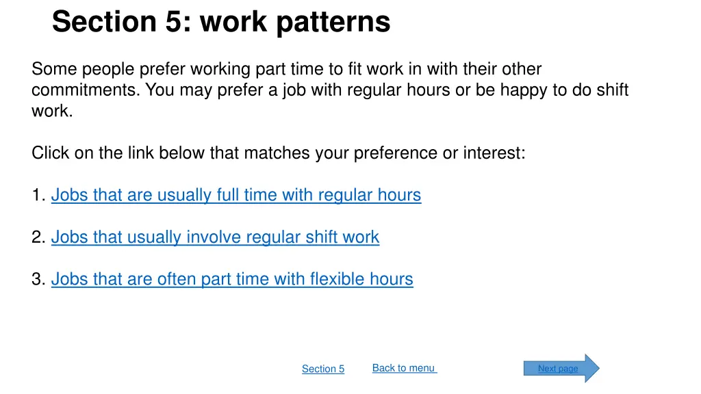 section 5 work patterns