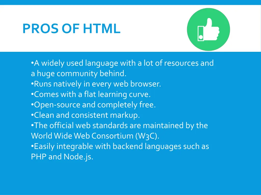 pros of html