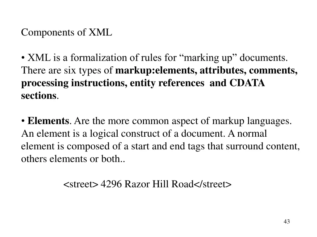 components of xml