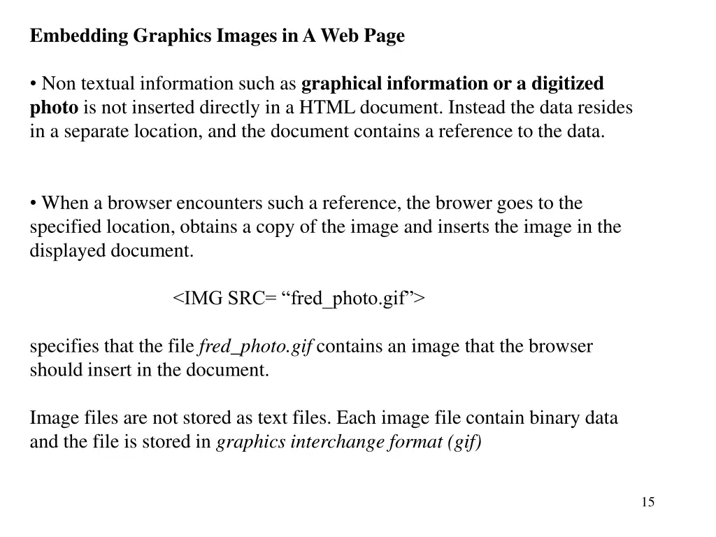 embedding graphics images in a web page
