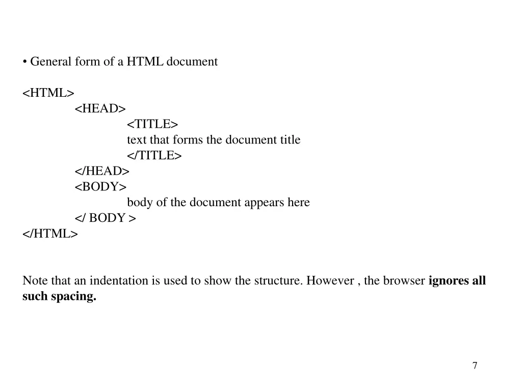 general form of a html document