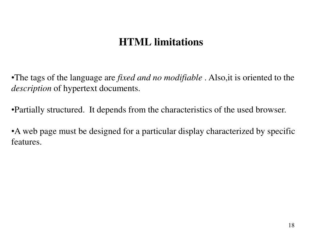 html limitations