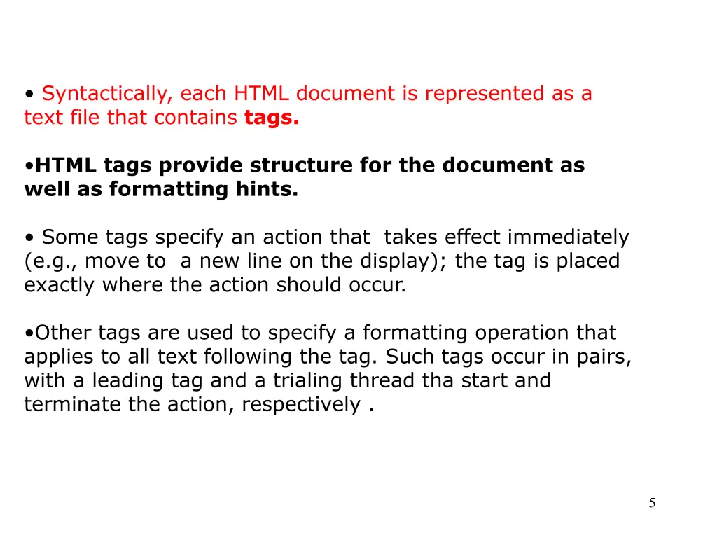 syntactically each html document is represented