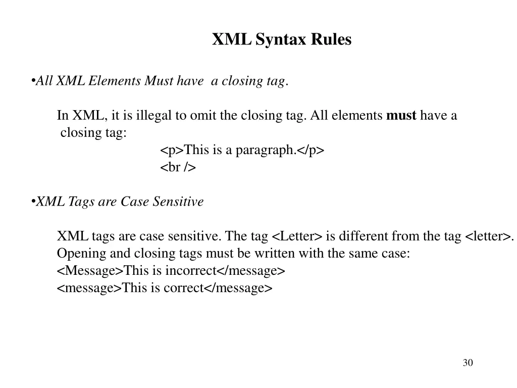 xmlsyntax rules