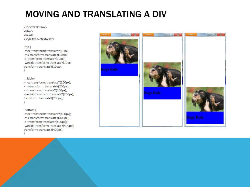moving and translating a div