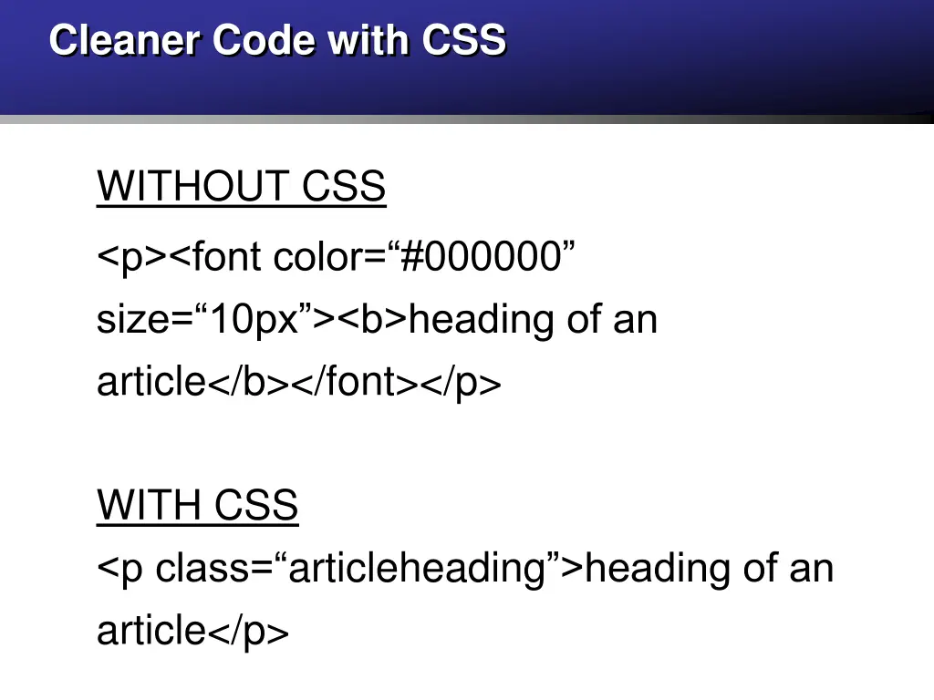 cleaner code with css